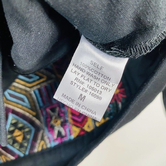 Andree By Unit Size Medium Embroidered Back Shirt Jacket Shacket Black Cotton - Picture 7 of 7